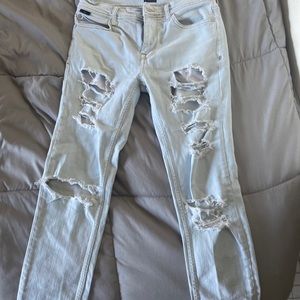 Light blue ripped skinny jeans